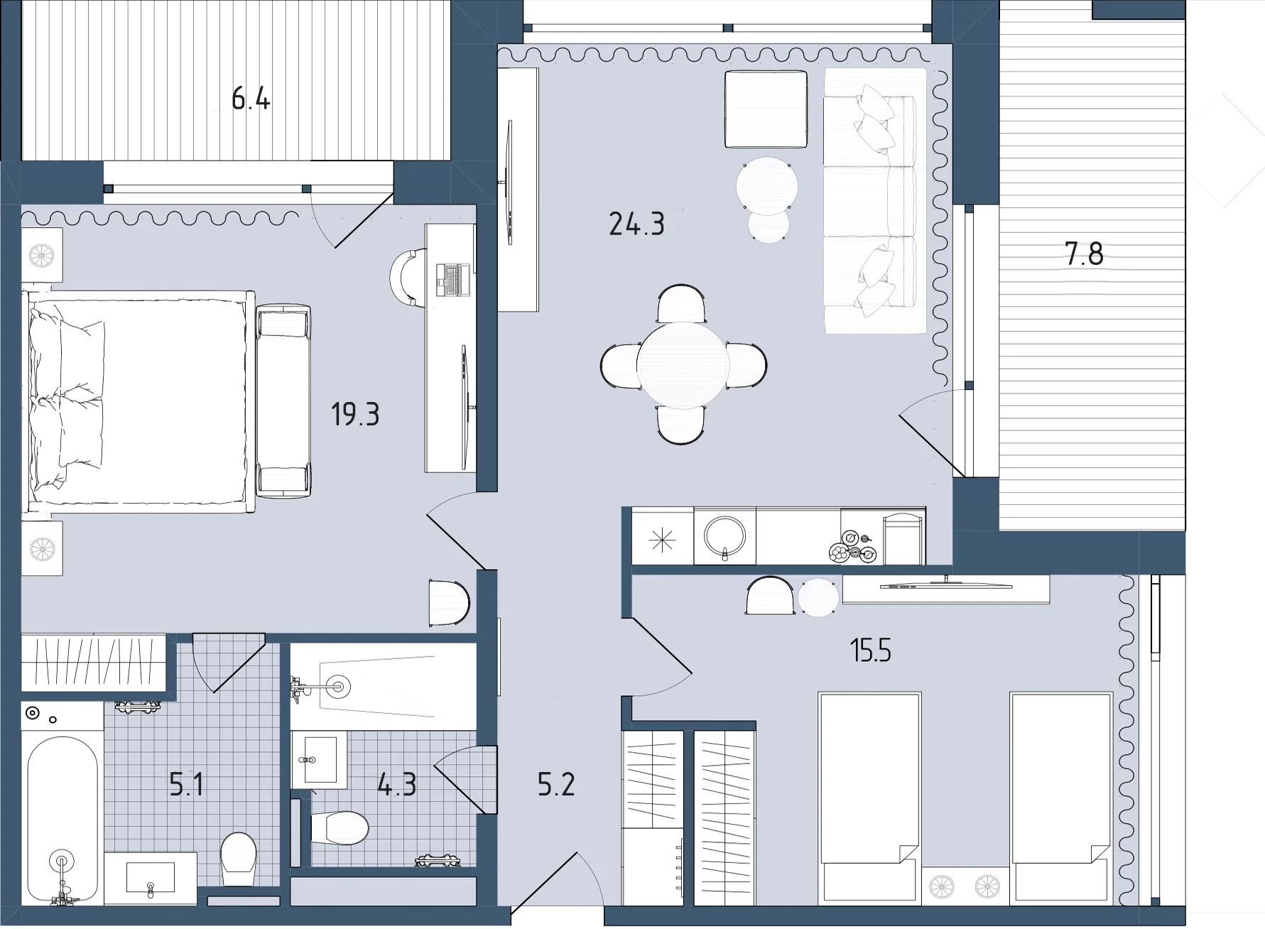 Планировка Family, 87,9 м²